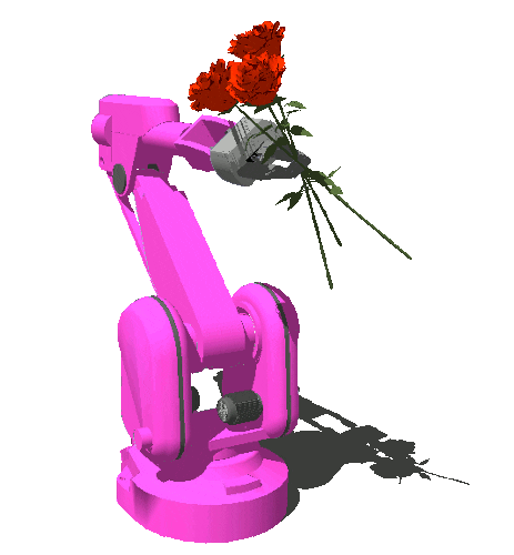 Robot giving a flower